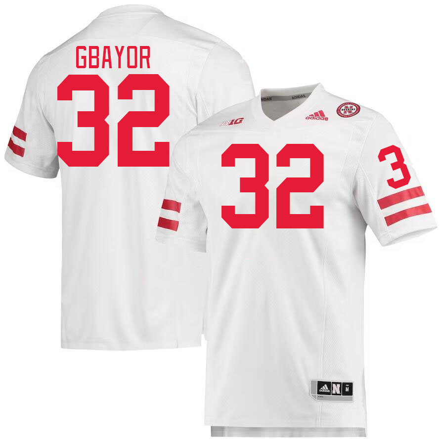 Men #32 Mikai Gbayor Nebraska Cornhuskers College Football Jerseys Stitched Sale-White